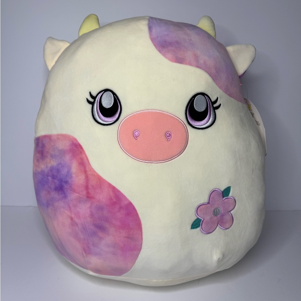 Authentic Squishmallows Kalina Cow 16” Plush Pastel Tie Dye Floral NWT